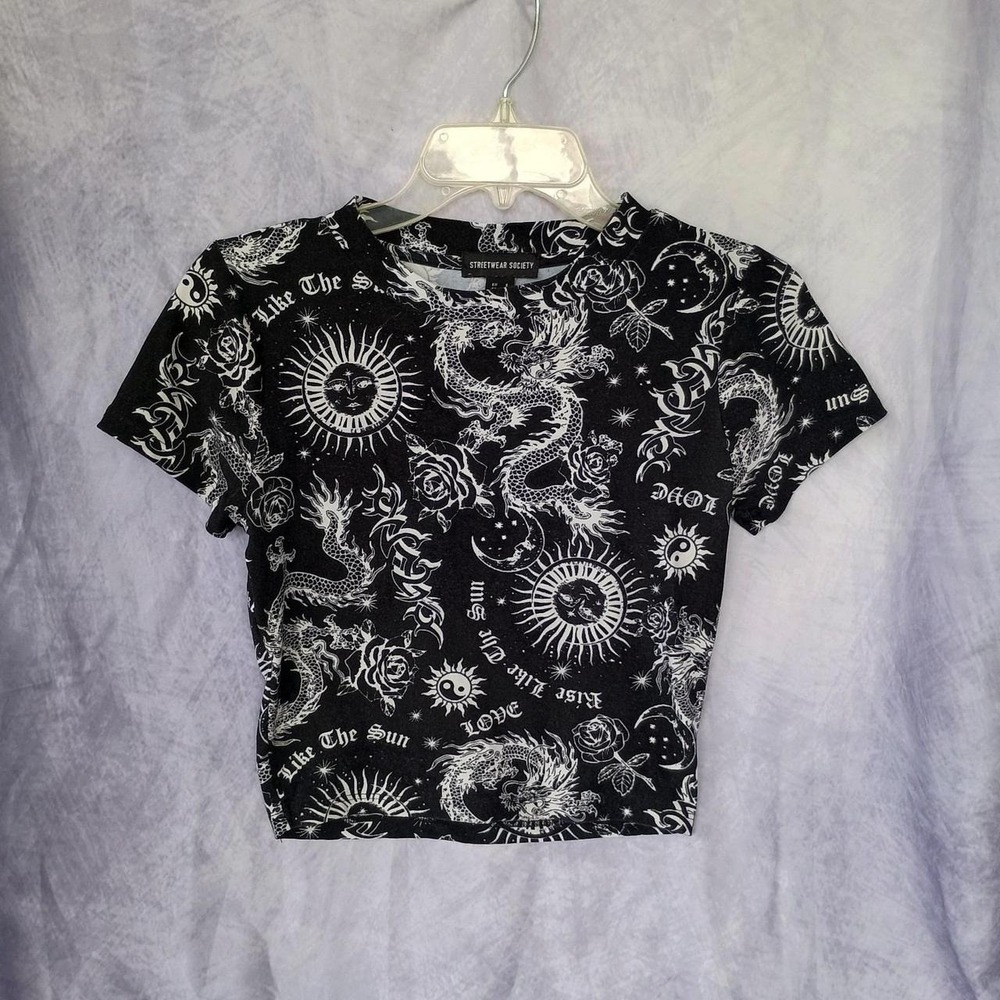Streetwear Society Dragon Sun Moon Gothic Crop Top